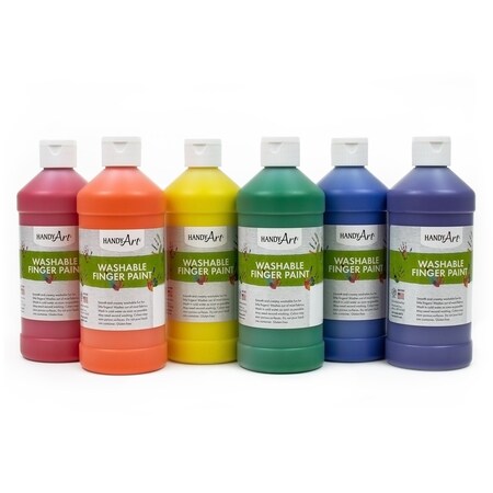 Handy Art Washable Finger Paint, Pint, Primary Set, 6 Colors 882-255